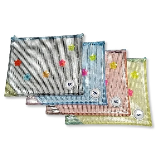 PVC A5 high frequency mesh zipper bag